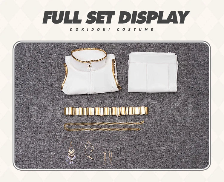 【Last Batch】IN STOCK Rumii Zoeyi Miraa Cosplay Costume【XS-3XL】DokiDoki-N Women White Suit Golden Rumii Cosplay Plus Size