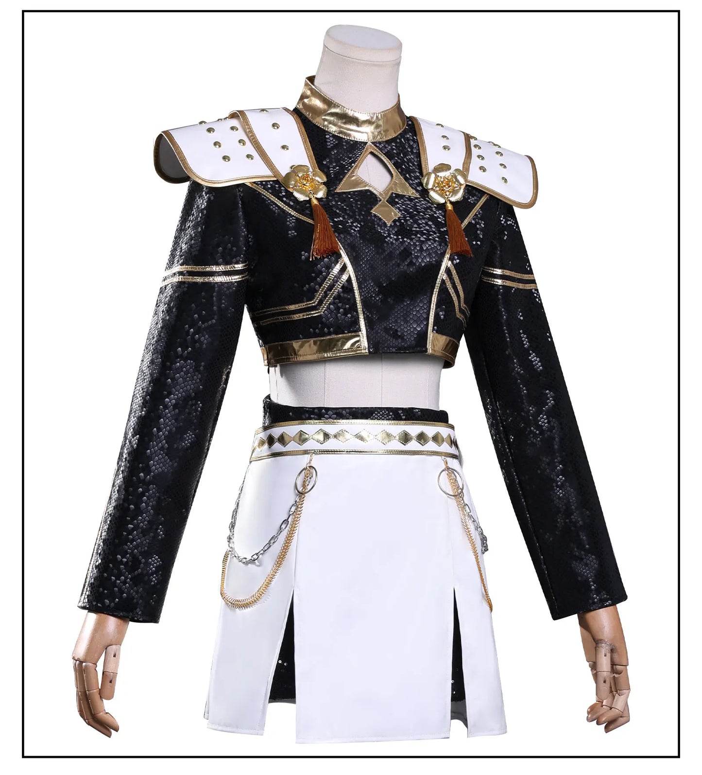 KPop Demon Hunters Zoey Cosplay Costume Black Gold Skirt Huntrix Golden Outfit Earrings Headwear Halloween Party for Women Girls