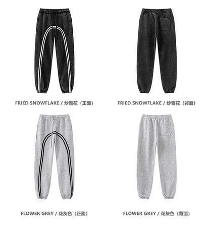 ZODF New Autumn Winter Men Fleece Sweatpants Women Unisex 332gsm Washed Ribbon Warm Joggers Pants Brand Clothes HY0877