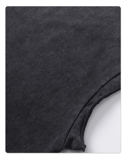 ZODF Trendy Summer Men Batik Washed 275gsm Cotton Tank Tops Unisex Oversized Loose Edge Sleeveless Vests Brand Tees HY1036