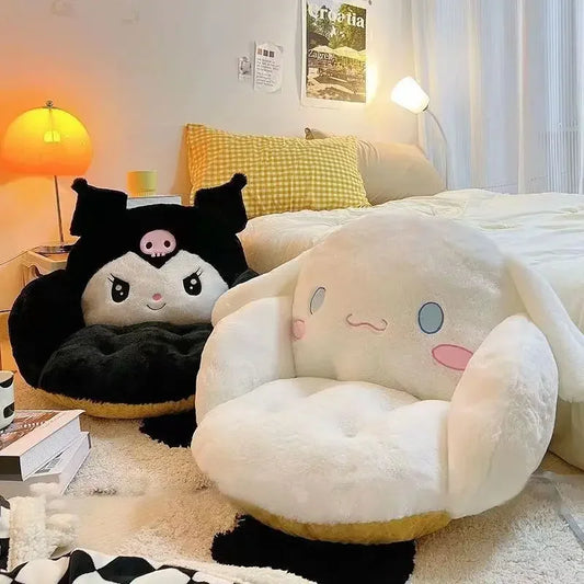 Aoger Big Size Cute Cinnamoroll Plush Half Surrounded Black Kuromi Cushion Backrest Dormitory Office Non-Slip Chair Cushion Toys