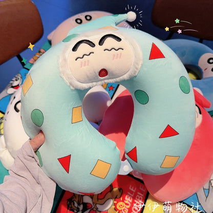 Memory Foam Cartoon Crayon Shin Chan U-shaped Pillow Travel Portable Neck Pillow Office Slow Rebound Napping Pillow Washable