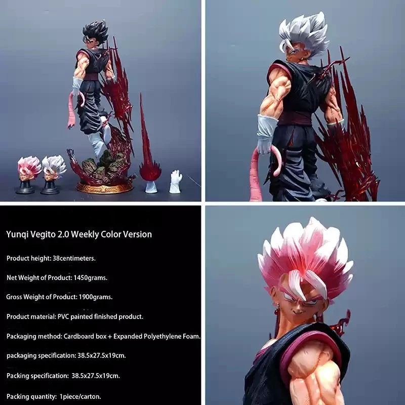 38cm Dragon Ball Yun Qi Vegetto 2.0 Anime Figure 3-Headed Model Statue Collection Desktop Decoration Fans Toys - A / 38