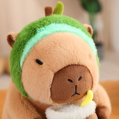 Cute Stuffed Capybara Plush Toy Holding Boba Tea Flower Capybara Plushies Cosplay Bread Dino Avocado Lovely Teddy Girl Gift