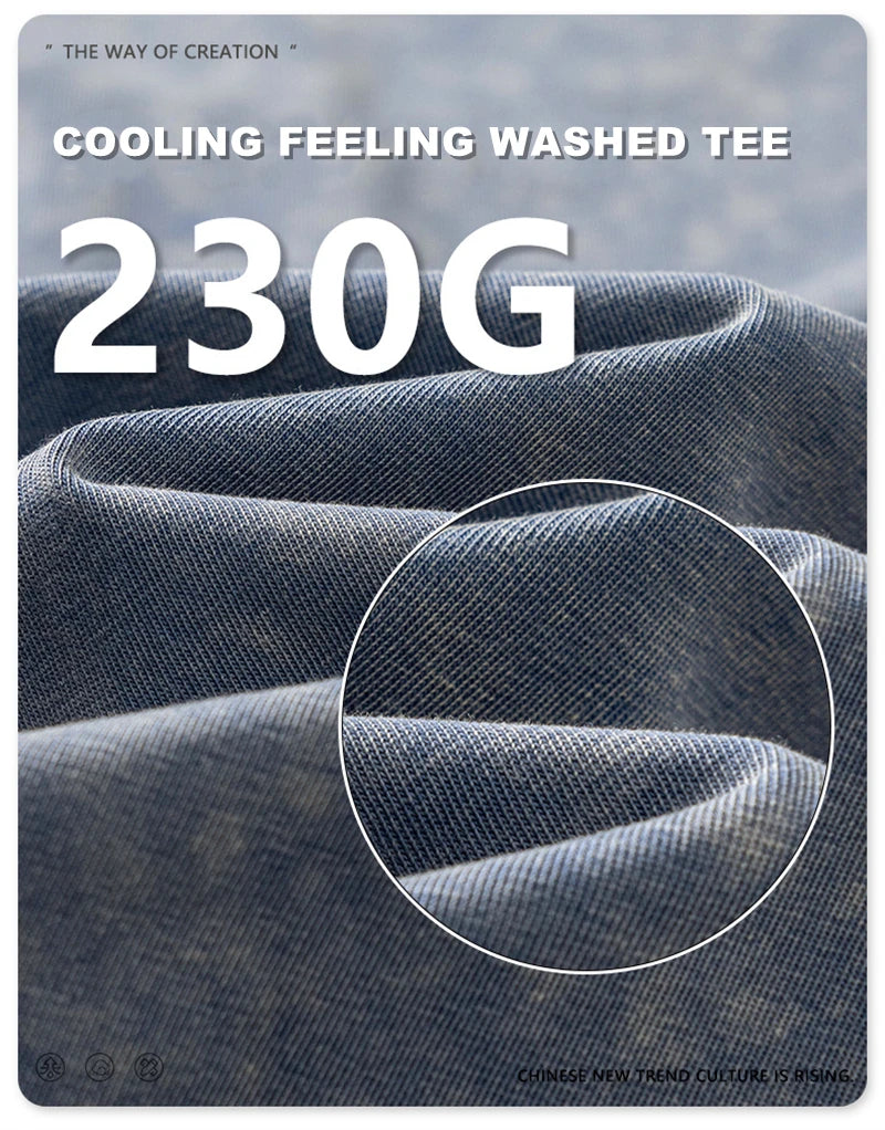 ZODF Vintage 2024 Summer Men Washed Solid 230gsm T-Shirts Unisex Ripped Breathable Quick Dry Cooling Feeling T Shirt Tees HY0801