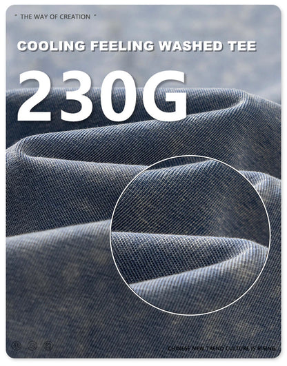 ZODF Vintage 2024 Summer Men Washed Solid 230gsm T-Shirts Unisex Ripped Breathable Quick Dry Cooling Feeling T Shirt Tees HY0801