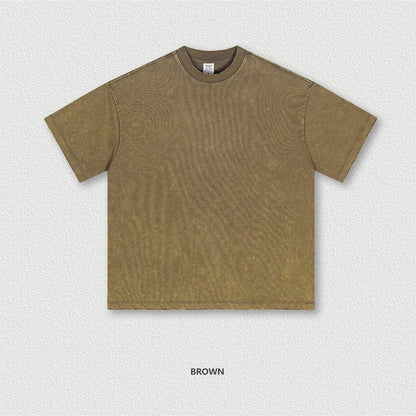 ZODF Vintage 2024 Summer Men Washed Solid 230gsm T-Shirts Unisex Ripped Breathable Quick Dry Cooling Feeling T Shirt Tees HY0801