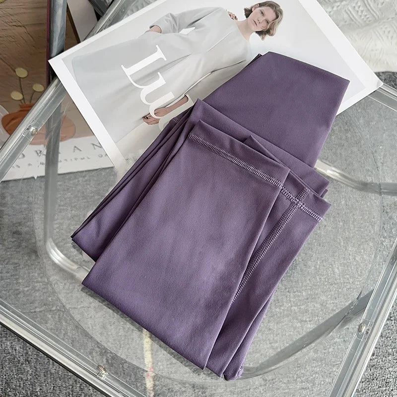 Women High Waist Seamless Breathable Yoga Pants Naked Feeling Leggings for Gym Running Cycling - Style17Purple / S