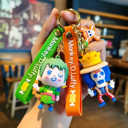 Anime One Piece Dragon Ball Keychain Luffy Sauron Nami Chopper Silicone Cute Car Keyring Pendant Toys Birthday Kids Toys Gifts