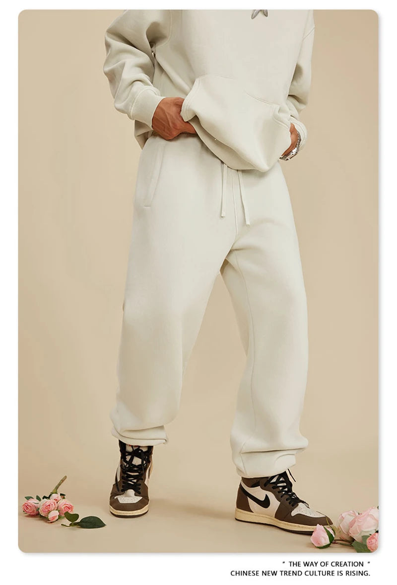 ZODF 2025 Autumn Winter Men’s Washed Fleece Sweatpants 355gsm Loose Retro Joggers Streetwear HY0653