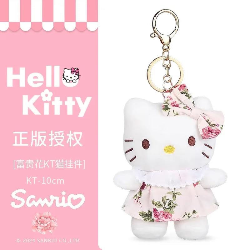 Genuine Sanrio Hello Kitty Cute Stuffed Keychain Car School bag Pendant Kids Plush Toy Keyring Plushier Strap Doll Birthday Gift