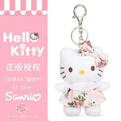 Genuine Sanrio Hello Kitty Cute Stuffed Keychain Car School bag Pendant Kids Plush Toy Keyring Plushier Strap Doll Birthday Gift