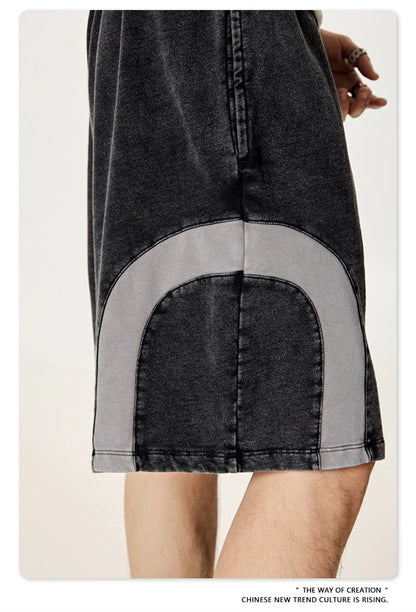 ZODF 2025 Summer Patchwork Washed Cotton Shorts For Men Unisex Retro Y2K High Street Distressed 330gsm Shorts Streetwears HY1057