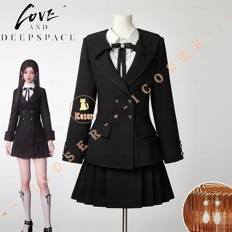 Love and Deepspace Heroines Cosplay Costume Wig Dream Prelude Uniform Skirt Earrings Abysswalker Halloween Party for Women Girls