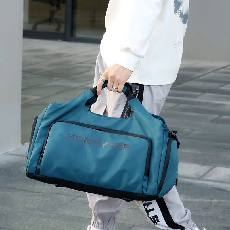 Gym Sports Bag for Men Waterproof Travel Fitness Duffle with Shoe Pocket Shoulder Tote Outdoors Weekend Luggage