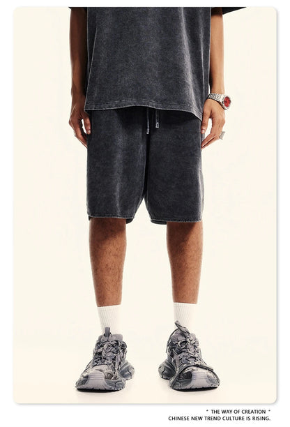 ZODF New 2024 Men Washed Plush Cotton Shorts Unisex Couple Loose 358gsm Distressed Comfortable Short Pants Streetwears HY0807