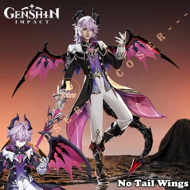 Genshin Impact Durin Cosplay Costume Wig Uniform Outfit Headwear Metal Props Halloween Party for Women Men Carnival Role Play