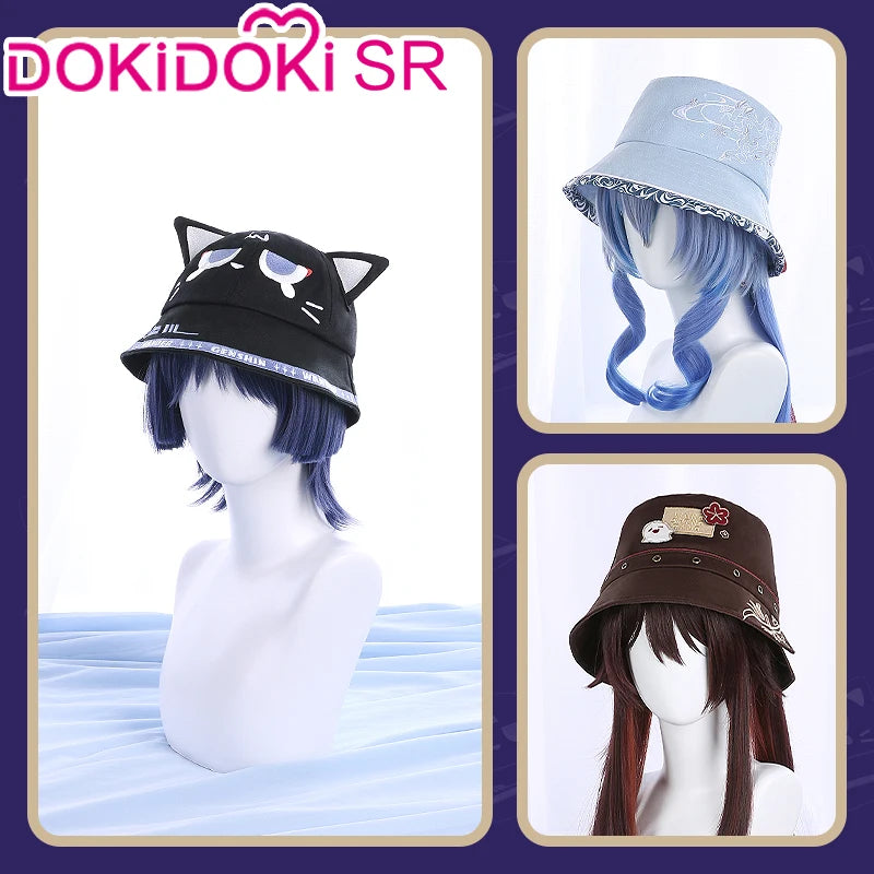 Scaramouche/Hutao/Ganyu Doujin Hat Game Genshin Impact DokiDoki-SR Cosplay Wanderer Hu Tao Ganyu Cute Bucket Hat Genshin Impact