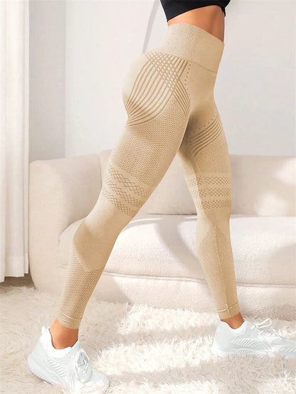 Women’s High-Waisted Elastic Sports Pants with Sexy Lines Lifting Buttocks – Fitness Running Yoga Leggings