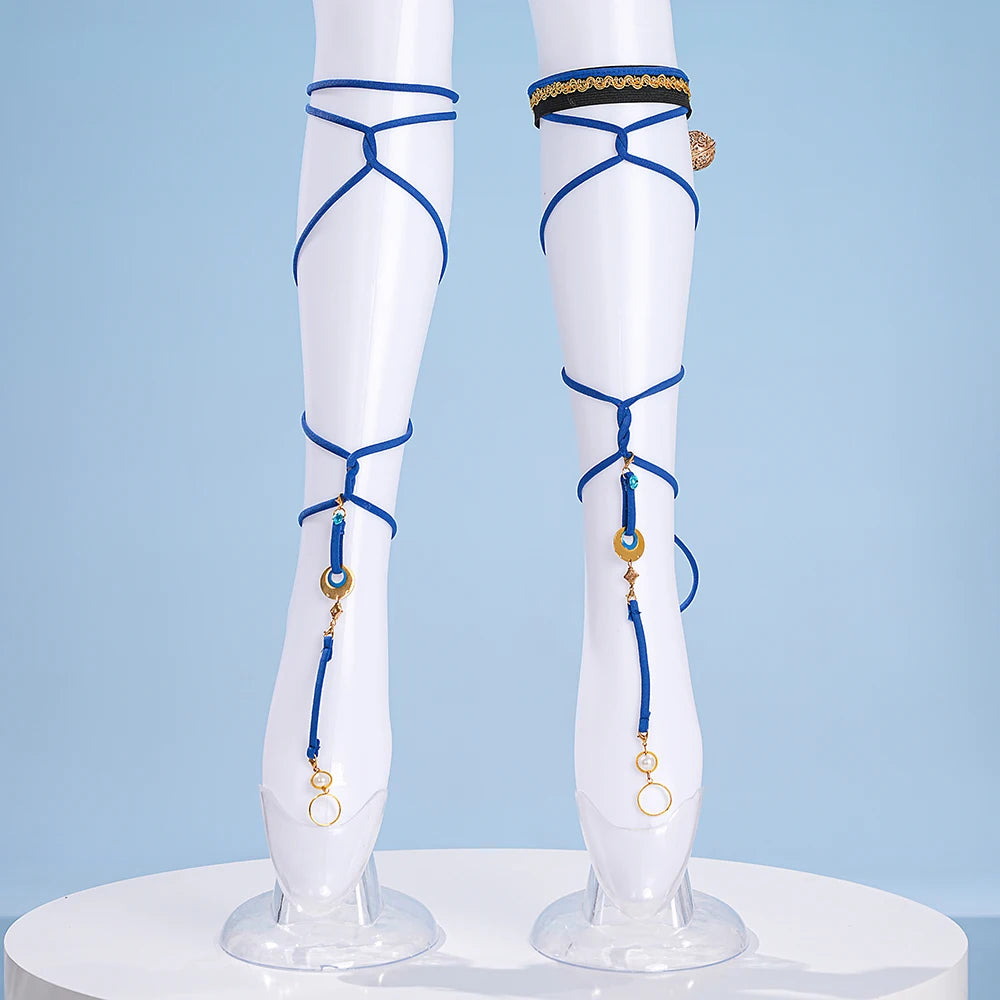 Genshin Impact Lauma Cosplay Costume Wig Dress Uniform Headwear Earrings Frostmoon Scions Halloween Party for Women Girls iCoser