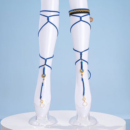 Genshin Impact Lauma Cosplay Costume Wig Dress Uniform Headwear Earrings Frostmoon Scions Halloween Party for Women Girls iCoser