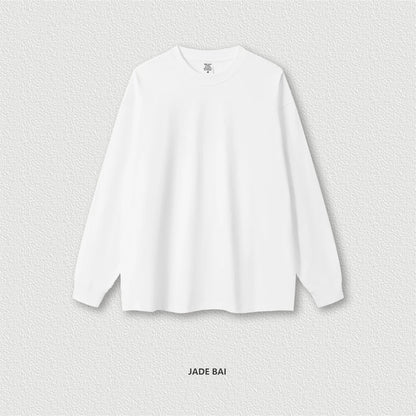 ZODF New 2024 Autumn 225gsm Loose Solid T-Shirt For Men Retro Unisex Antibacterial Full Sleeve T Shirts Brand Tops HY0871