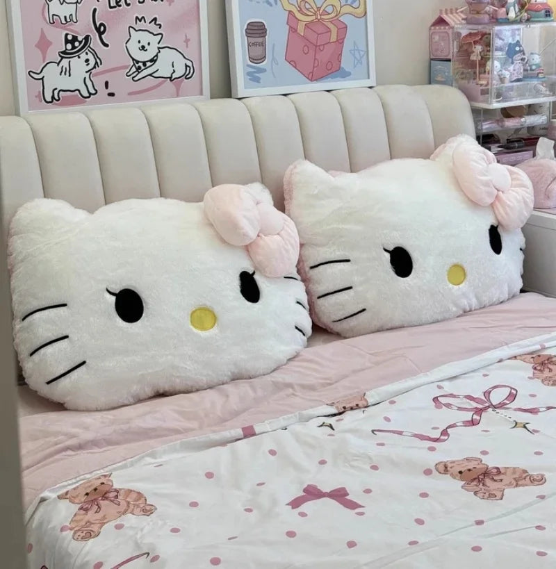 Sanrio Cuddly Hello Kitty Back Cushion Soft Cartoon Pillow Sofa Bed Bay Window Home Decor Pillow Hug Plushies Xmas Gift For Girl