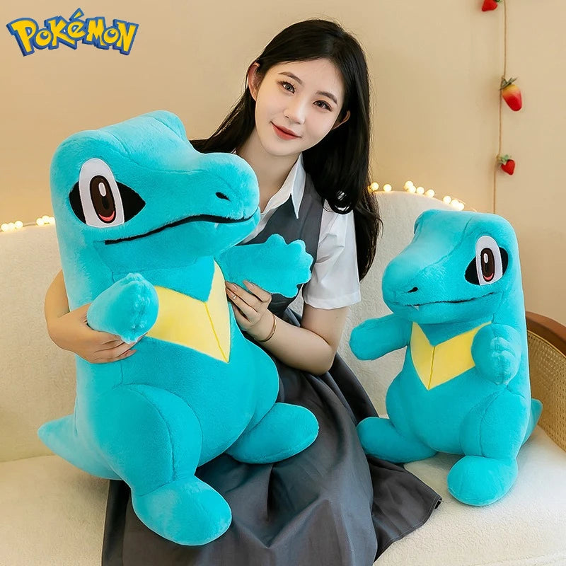 80CM Big Size Pokemon Totodile Plushies Waninoko Peluche Cartoon Anime Kawaii Ornament Comfortable Soft Doll Children Toy Gift