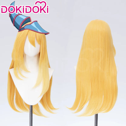 Dark Magician Girl Cosplay Wig Anime DokiDoki Women 60cm Golden Long Cosplay Wig Free Cap Halloween Cosplay