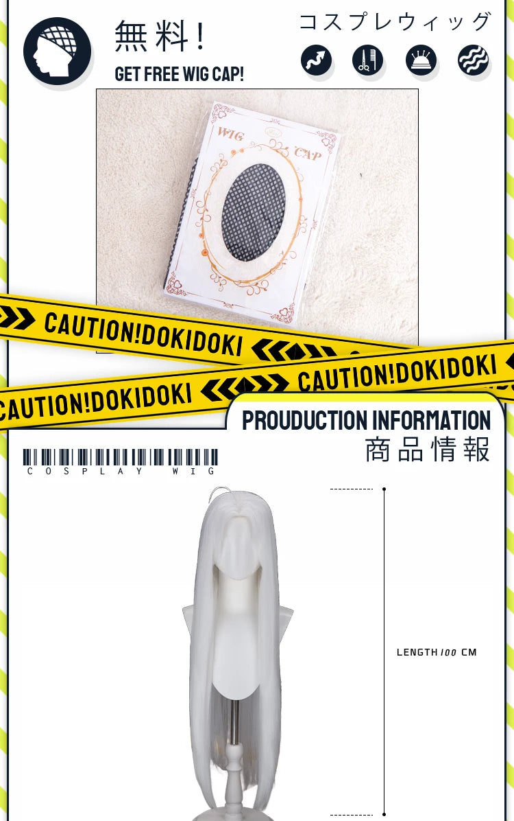 IN STOCK Seiko Ayase Wig Anime Dandadan Cosplay DokiDoki Halloween Grey Hair DAN DA DAN Seiko Glasses Ear Clips Patch Free Cap