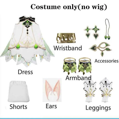 Genshin Impact Nahida Cosplay Costume Set Cotton Polyester - costume only / XXS(Kids 140cm)