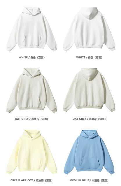 ZODF New 2024 Autumn Winter Men 345gsm Fleece Hoodies Unisex Women Relax Fit Warm Solid Hooded Pullovers Sweatshirts HY0863