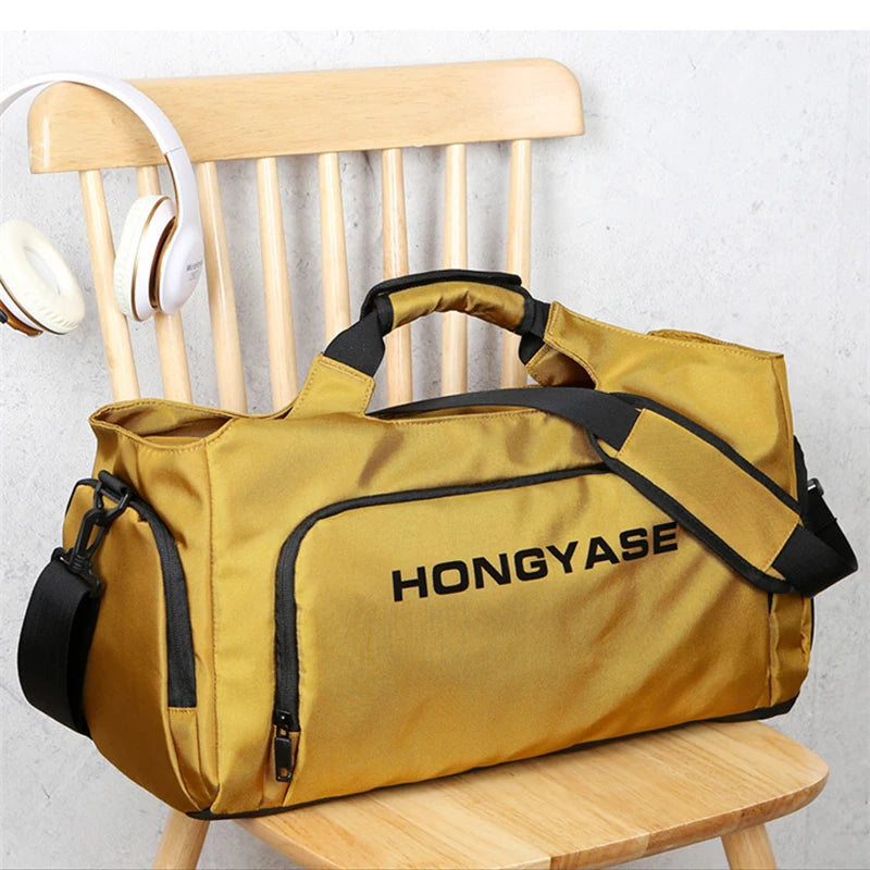 Gym Sports Bag for Men Waterproof Travel Fitness Duffle with Shoe Pocket Shoulder Tote Outdoors Weekend Luggage