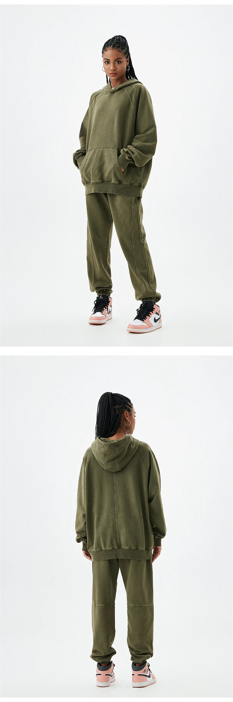 ZODF New Autumn Winter Batik Washed Cotton Sweatpants For Men Unisex Distressed Patchwork Loose 420gsm Sport Jogger Pants HY0724