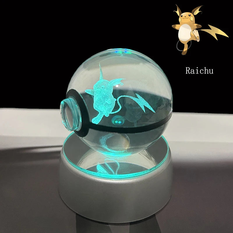 Pokemon 3D Crystal Ball Glastrier Charizard Eternatus Froakie Anime Game Pokeball Led Night Light Base Birthday Gift Home Decora