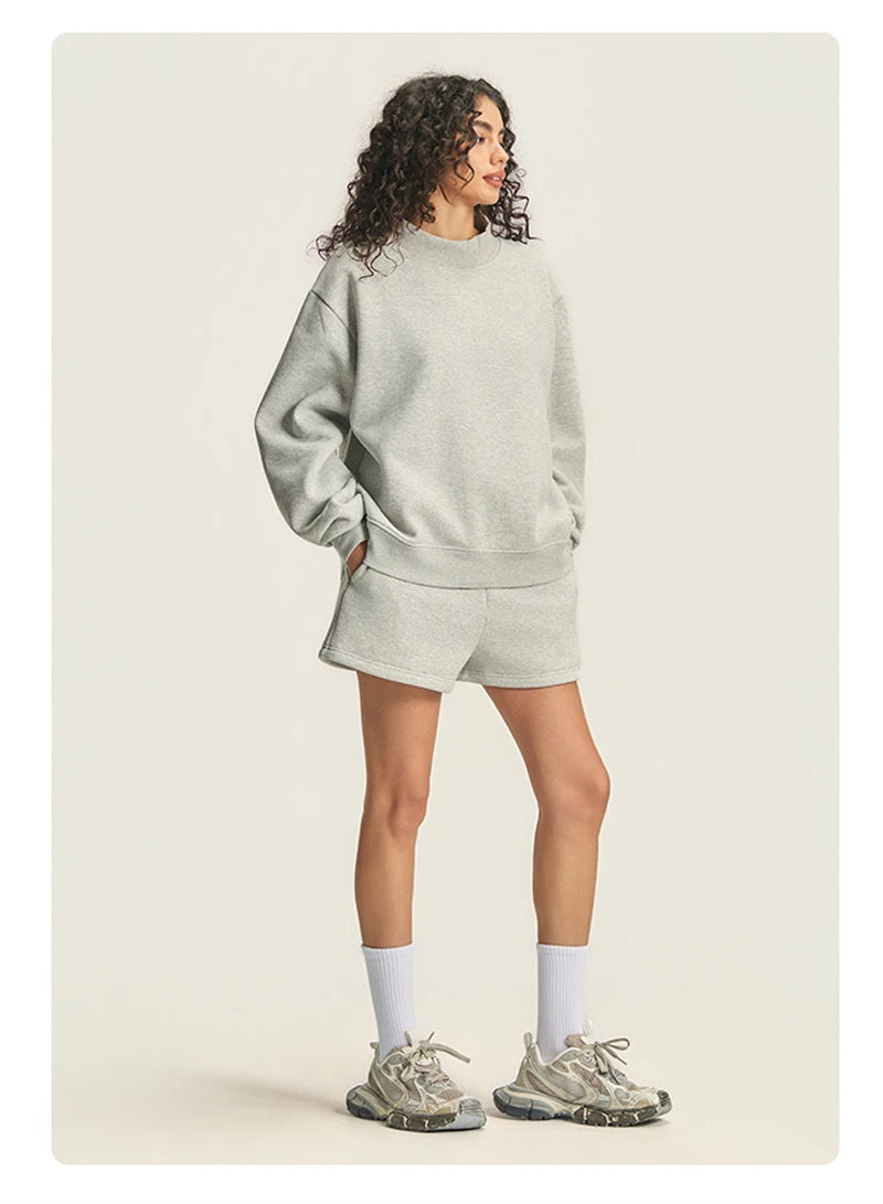 ZODF 2025 Winter Women 350gsm Warm Fleece Sweatshirts Girls Female Hip Hop Half Turtleneck Pullovers Brand Clothing HY056