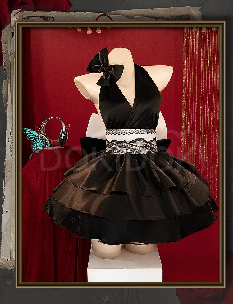 Lukaa Cosplay Costume DokiDoki-R Women Cute Black Full Dress Lukaa Cosplay Headphone Butterfly Female Cosplay