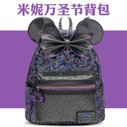 Disney Minnie Backpack Large Capacity Lightweight Student Schoolbag Cartoon Creative Versatile Backpack Travel Bag Birthday Gift