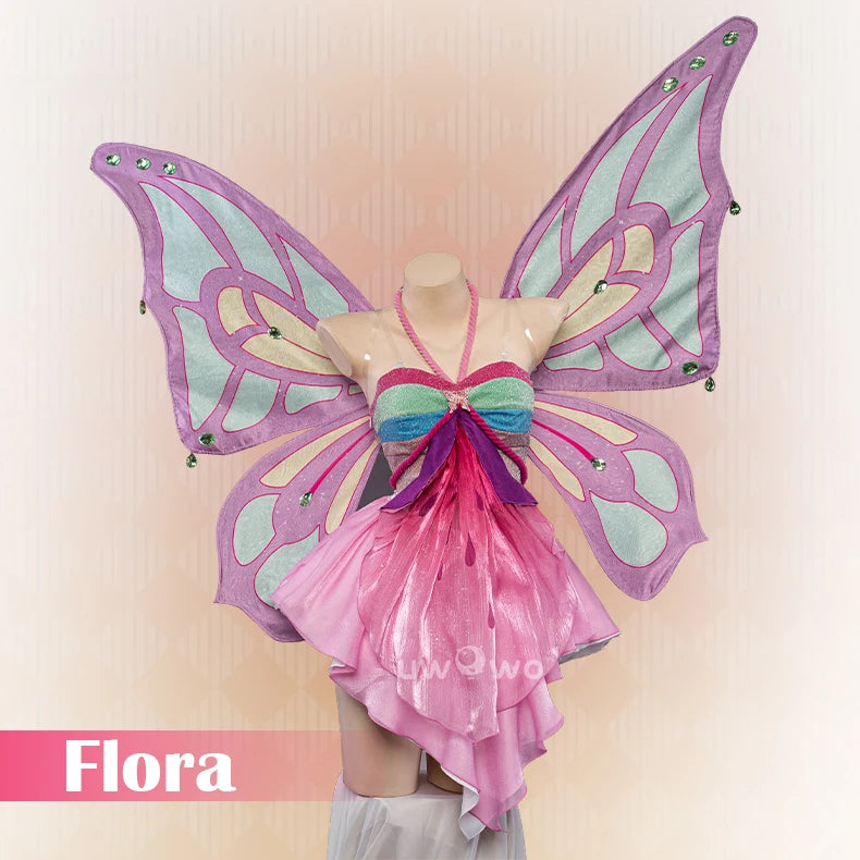 IN STOCK UWOWO Bloomm Enchantixx Flora Cosplay Costume Big Fairy Wings Cosplay Outfit Butterfly Fairy Women Wing