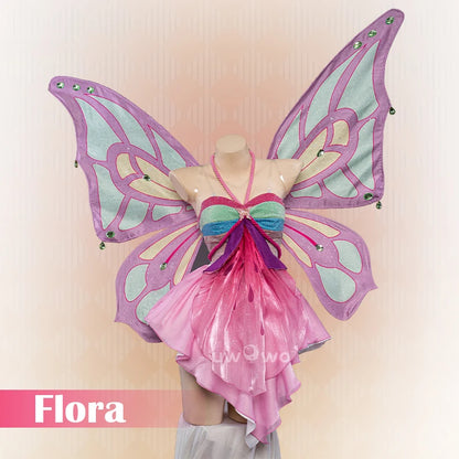 IN STOCK UWOWO Bloomm Enchantixx Flora Cosplay Costume Big Fairy Wings Cosplay Outfit Butterfly Fairy Women Wing