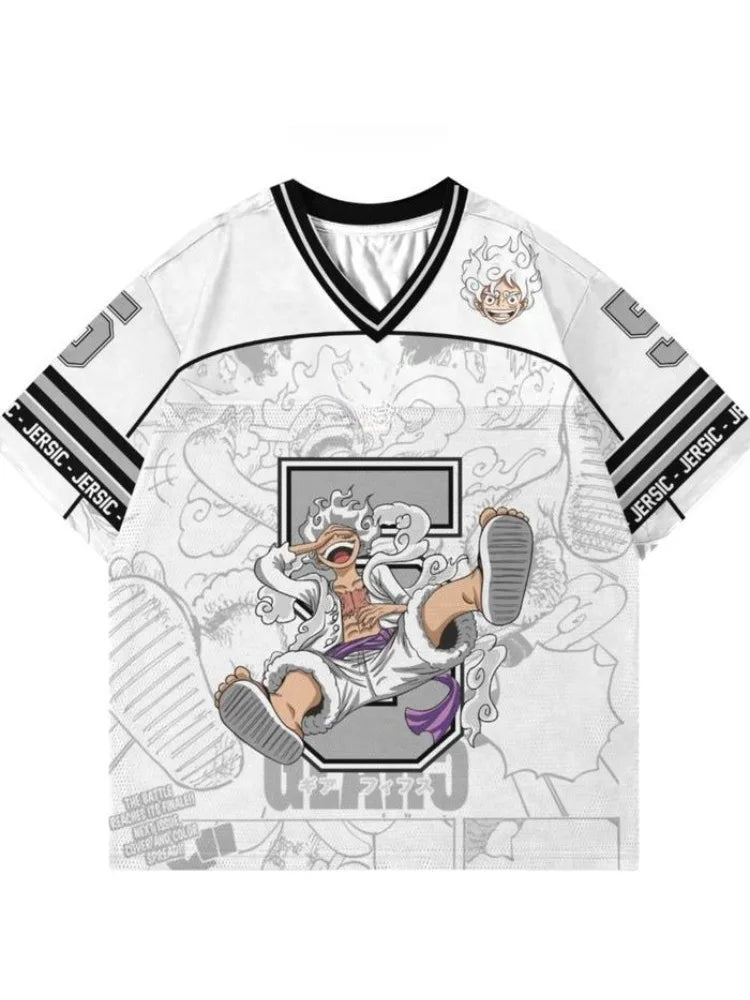 Jersey One Piece The Straw Hat Pirates Anime Kpop Baseball Hockey T-shirt Fashion Streetwear Anime Y2k Daily Unisex Tops Tees