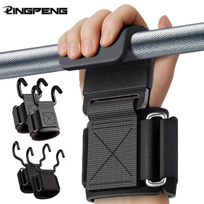 Weight Lifting Hook Grips with Adjustable Wrist Wraps for Gym Fitness Pull-Ups Powerlifting Gloves 1 Pair