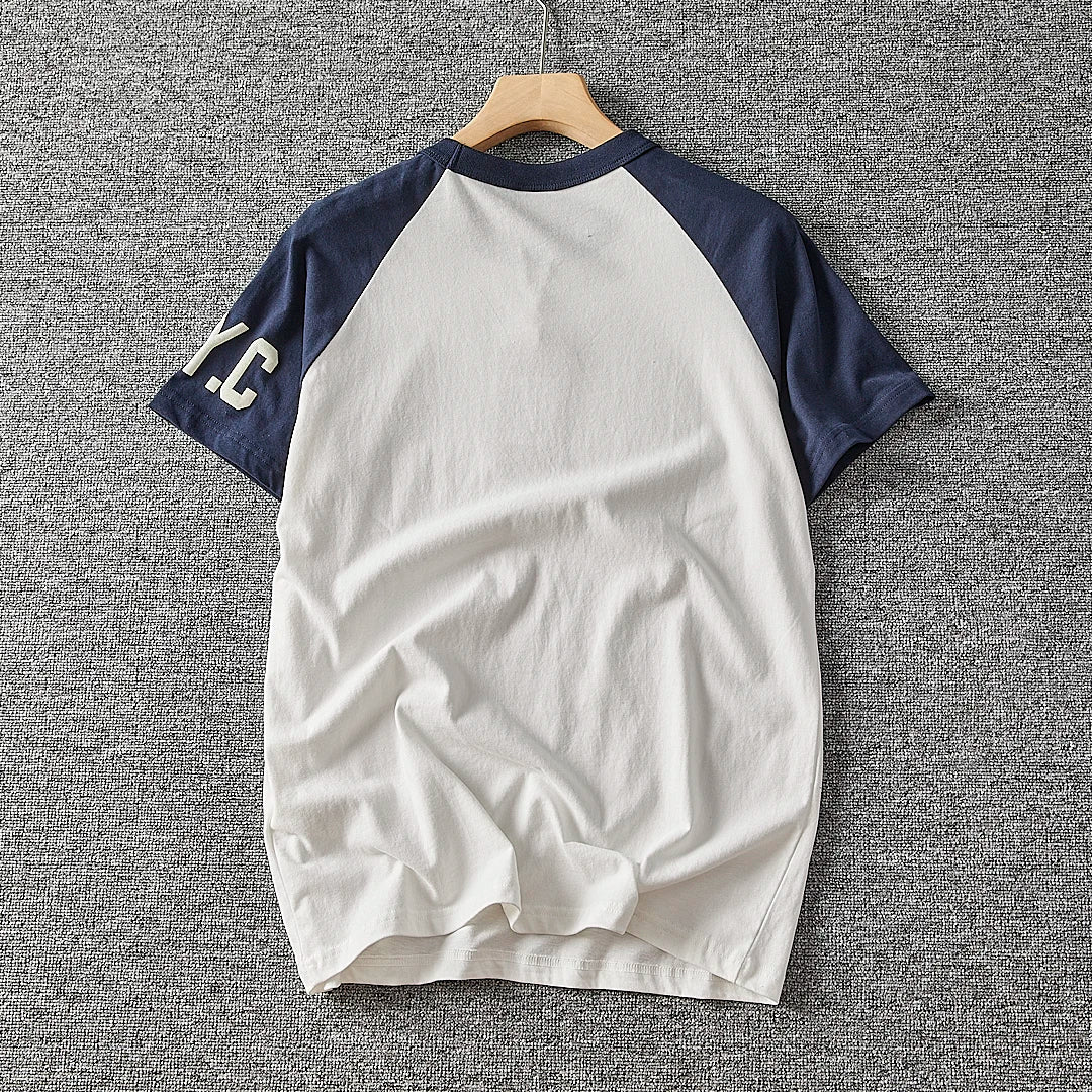 Summer New American Retro Short-sleeved O-neck Letter Printed T-shirt Men's Fashion Simple 100% Cotton Washed Casual Sport Tops