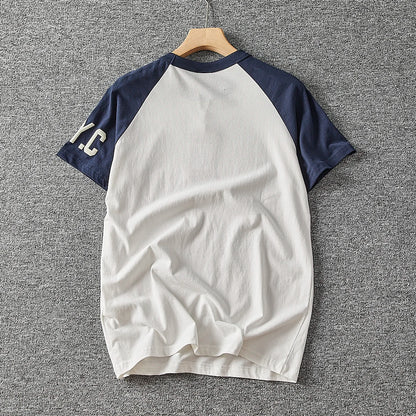 Summer New American Retro Short-sleeved O-neck Letter Printed T-shirt Men's Fashion Simple 100% Cotton Washed Casual Sport Tops