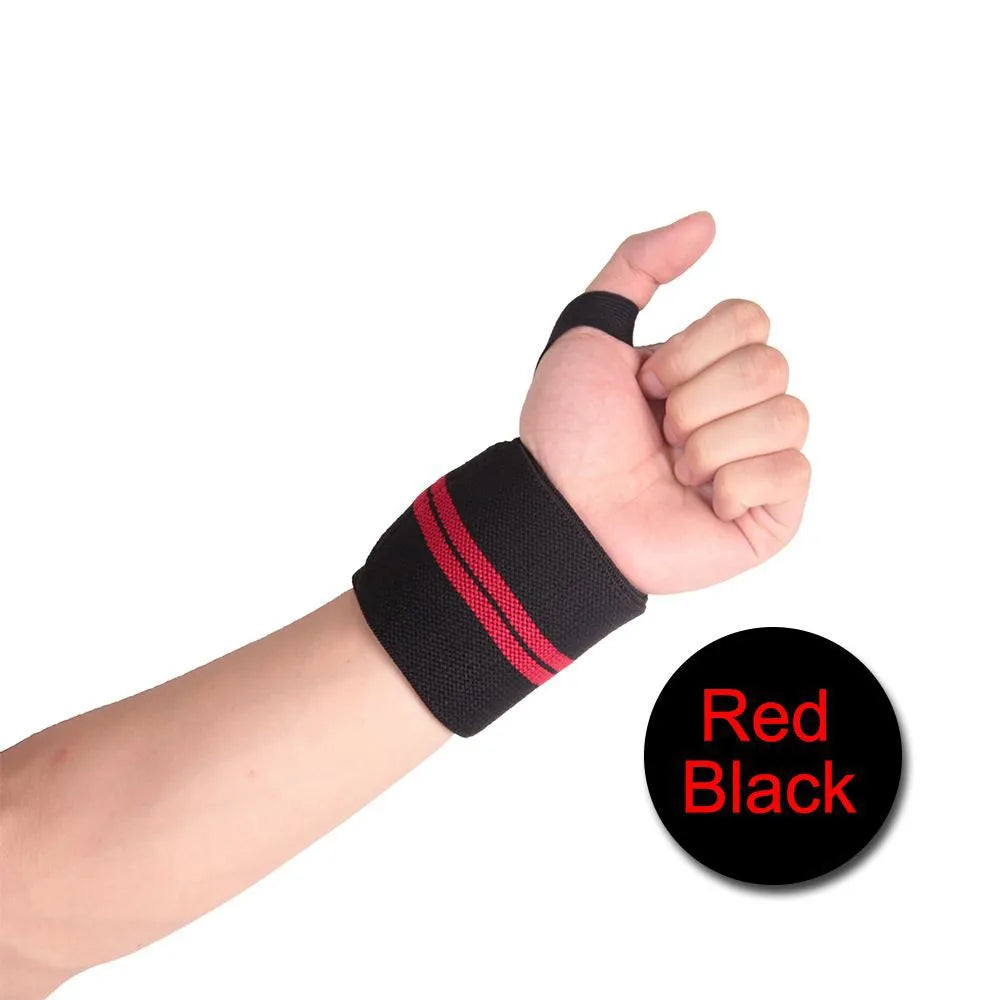 1 Pair Elastic Nylon Wrist Support Braces for Sports Weight Lifting CrossFit Powerlifting Strength Training - RedBlack
