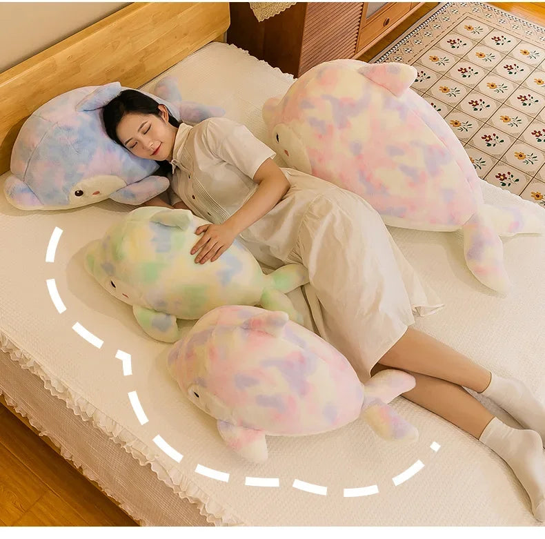 50-80cm Kawaii Fantastic Rainbow Colorful Plush Dolphin Stuffed Animals Doll Decoration Birthday Gifts Soft Pillow Children Gift