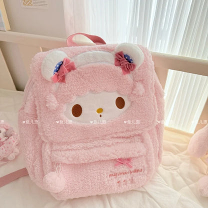 Sanrio My Melody Backpack Coin Purse My Sweet Piano Casual Schoolbag Large Capacity Girly Plush Bag Traveling Bag Girl Student