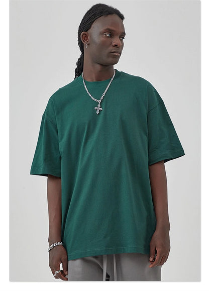 ZODF 2025 Spring Summer Men Solid 100% Cotton T-Shirts Unisex Women Loose 230gsm Noshrink Basic T Shirt Brand Tops HY0151