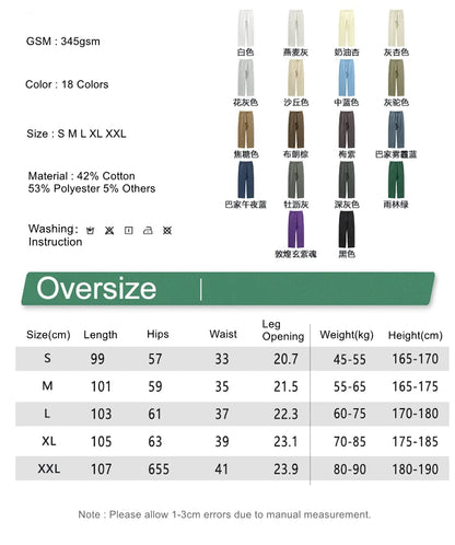ZODF 345gsm Fleece Straight Pants for Men Unisex Loose Comfortable Sport Trousers Autumn Winter HY0864