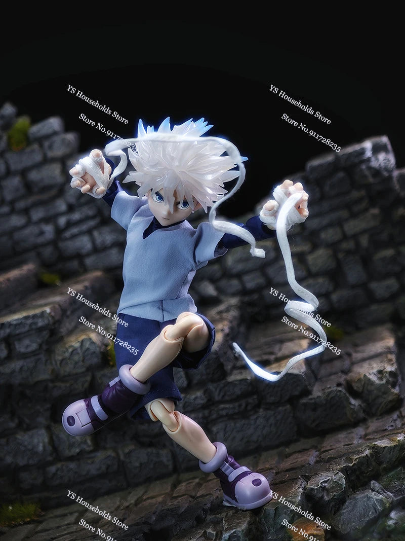 1/12 Killua Zoldyck Anime Boy Figure Mini T-shirt Shorts White Cloth Belt Clothes Toys Accessory For Hunter Shf 6inch Soldier